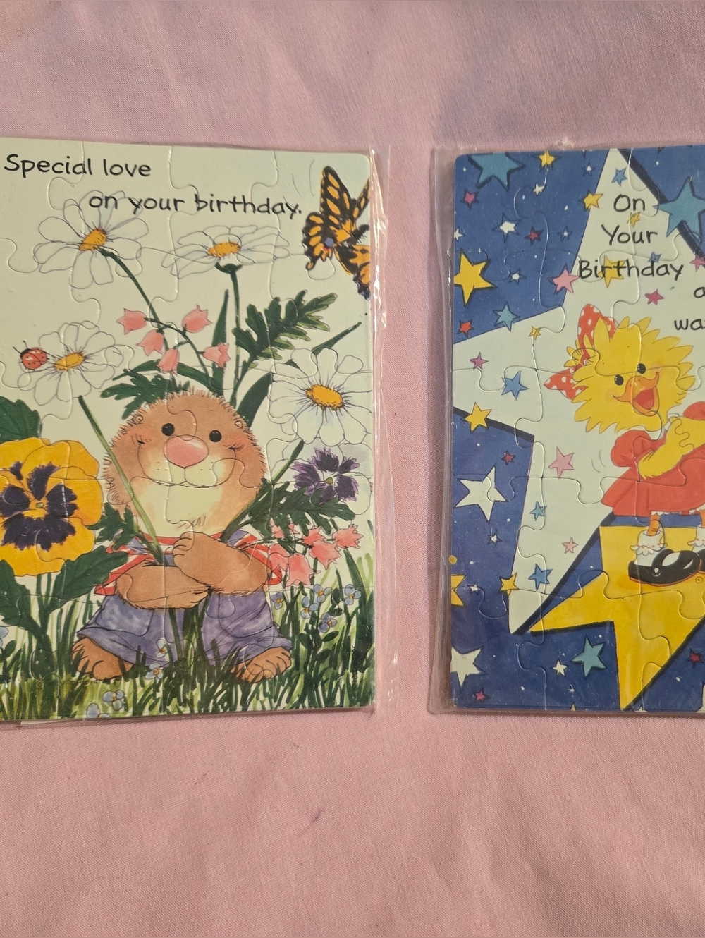 Cute Birthday Puzzle Cards - Floral & Star Designs